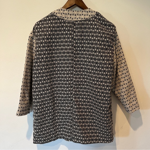 Old Navy Jacquard Open Front Jacket Size Medium Cream and Black Patterned - Picture 7 of 10